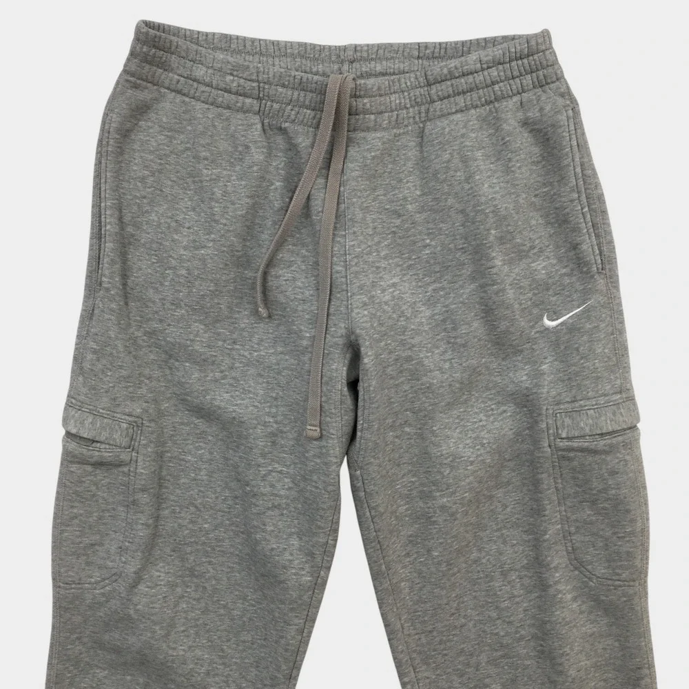 Nike Mens Y2K Cargo Sweatpants Gray Fleece Drawstring Casual Loose Baggy Large